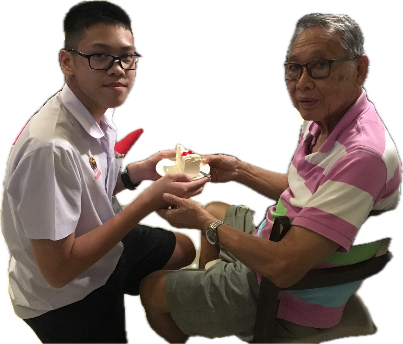 ออดี้กับปู่และเค้กวันเกิด